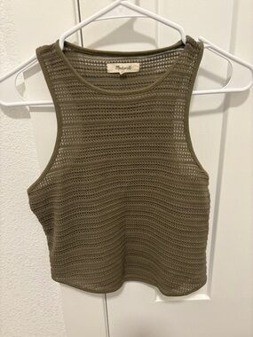 Madewell Olive Cropped Knit Tank Top